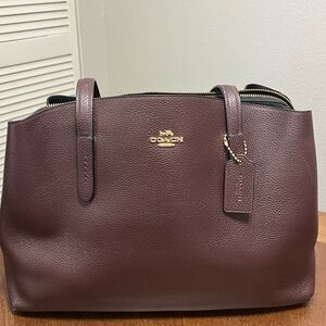 Coach Burgundy Leather Tote Bag